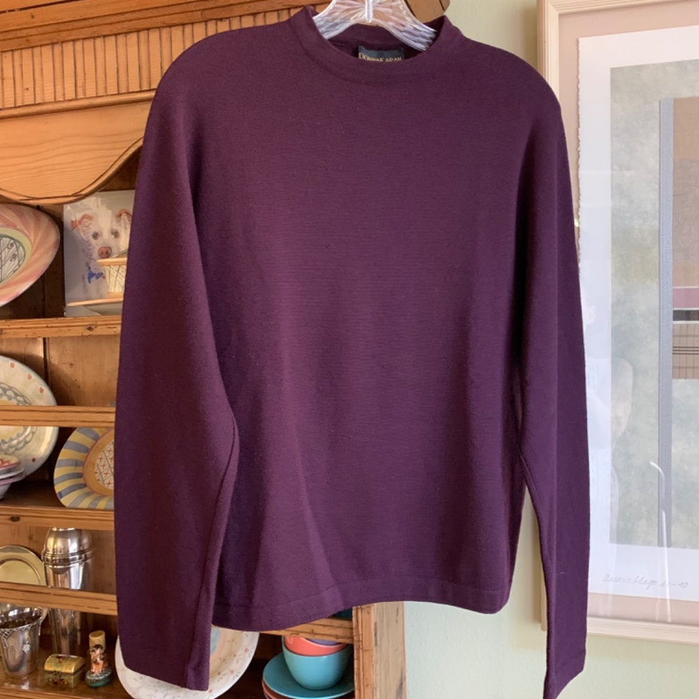 Donna Karan Plum Merino Wool Dolman Sleeve Sweater Size S Vintage